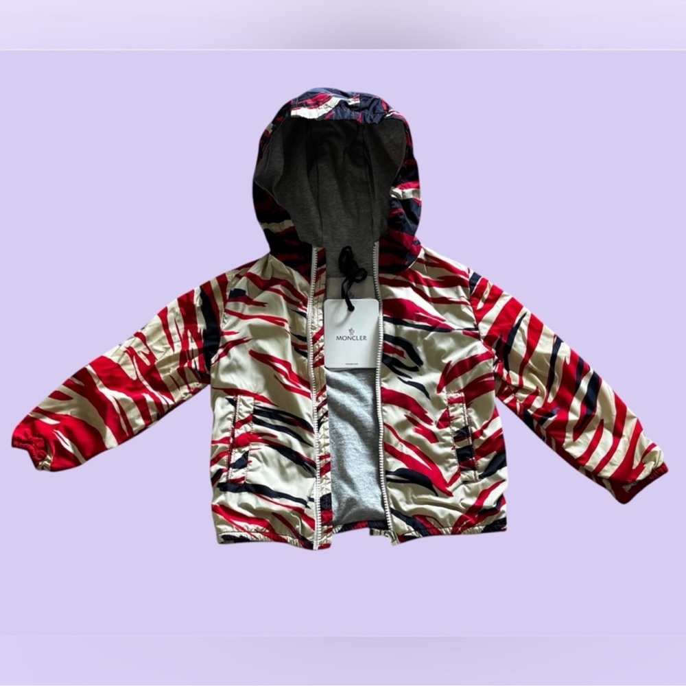 Moncler Red Navy Cream Camo GREGORIOUS GIUBBOTTO Jacket Unisex New w/ Tags Sz 4